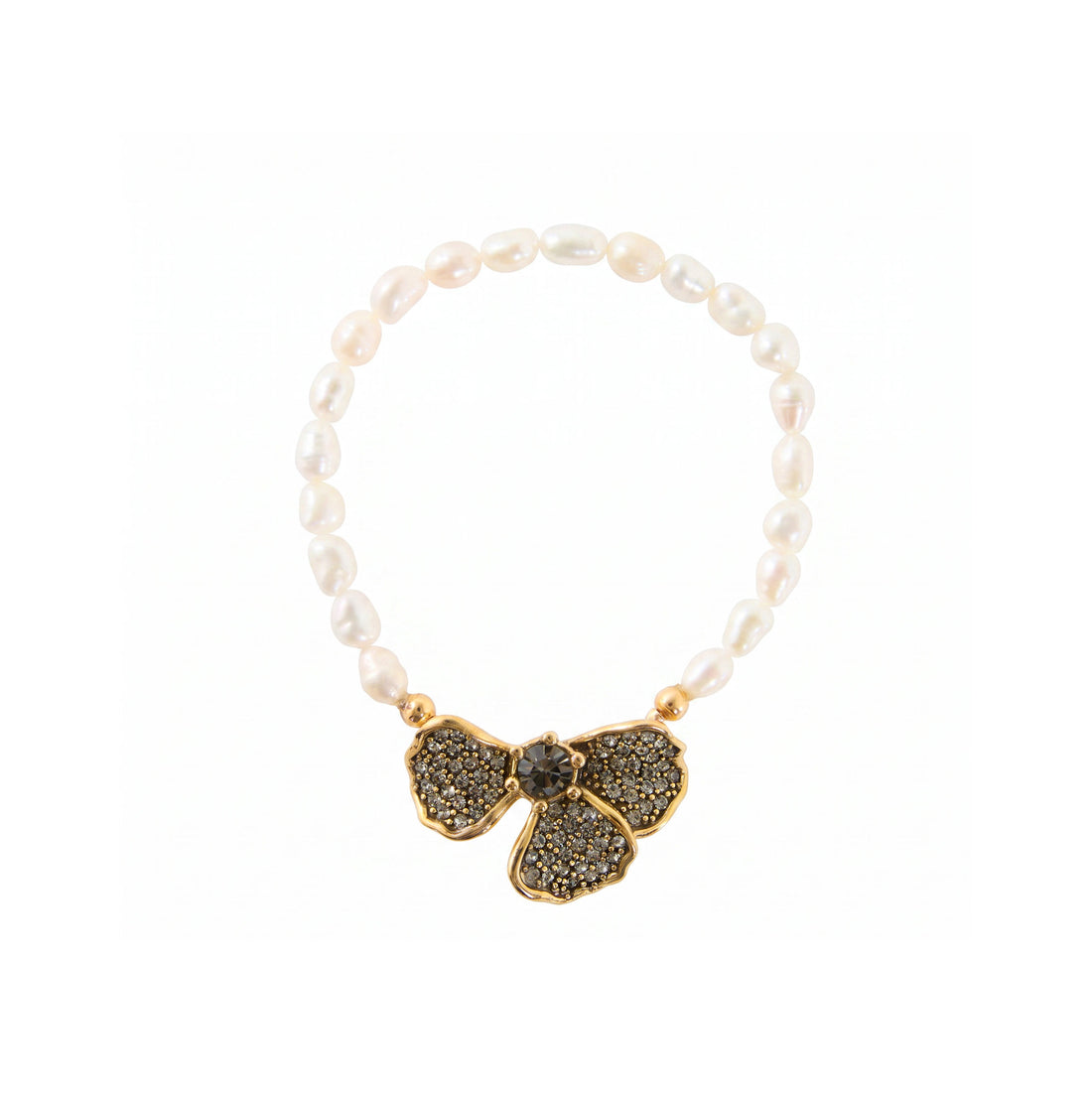 PULSEIRA HIBISCO PÉTALAS PÉROLA OURO
