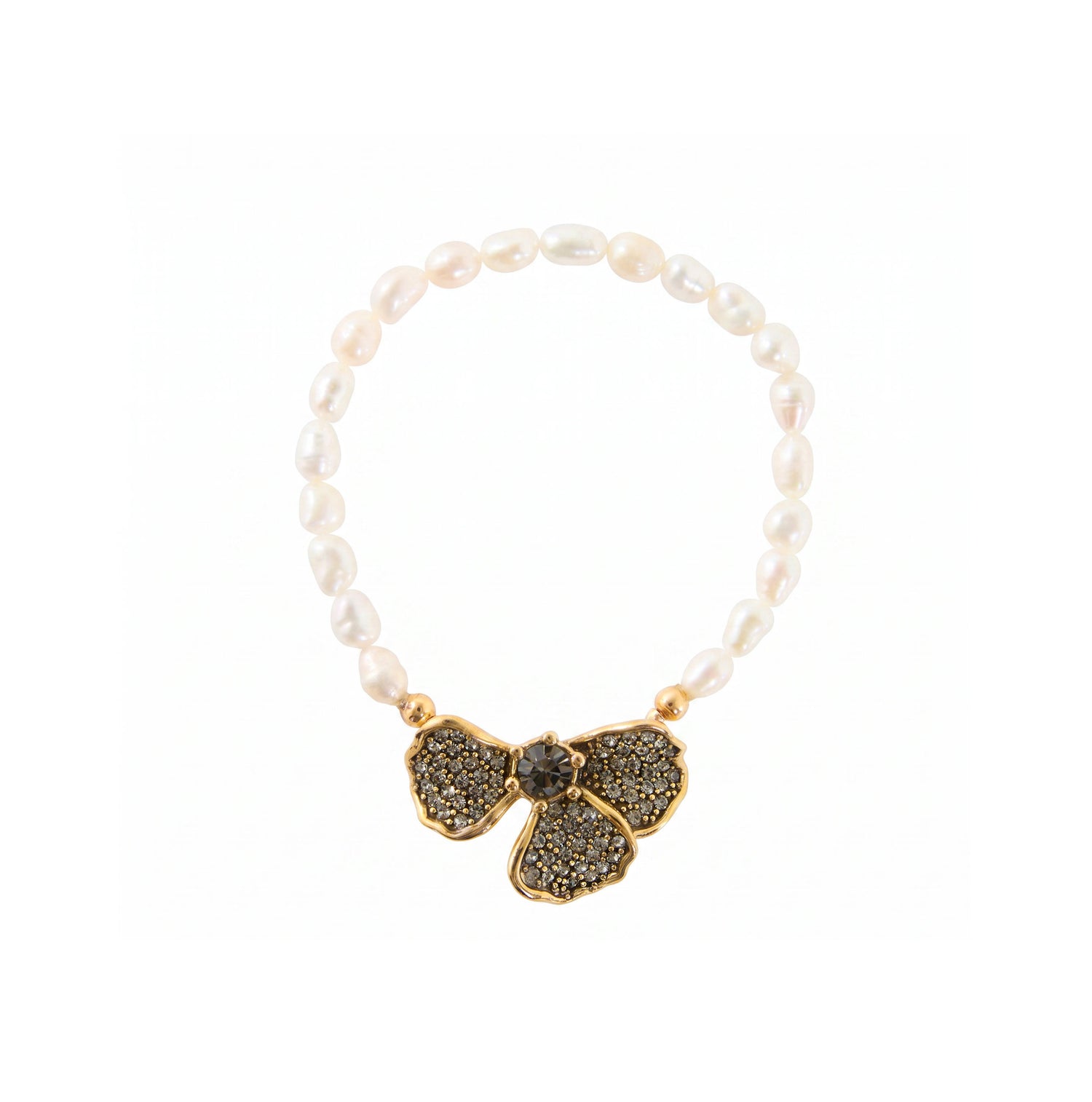 PULSEIRA HIBISCO PÉTALAS PÉROLA OURO