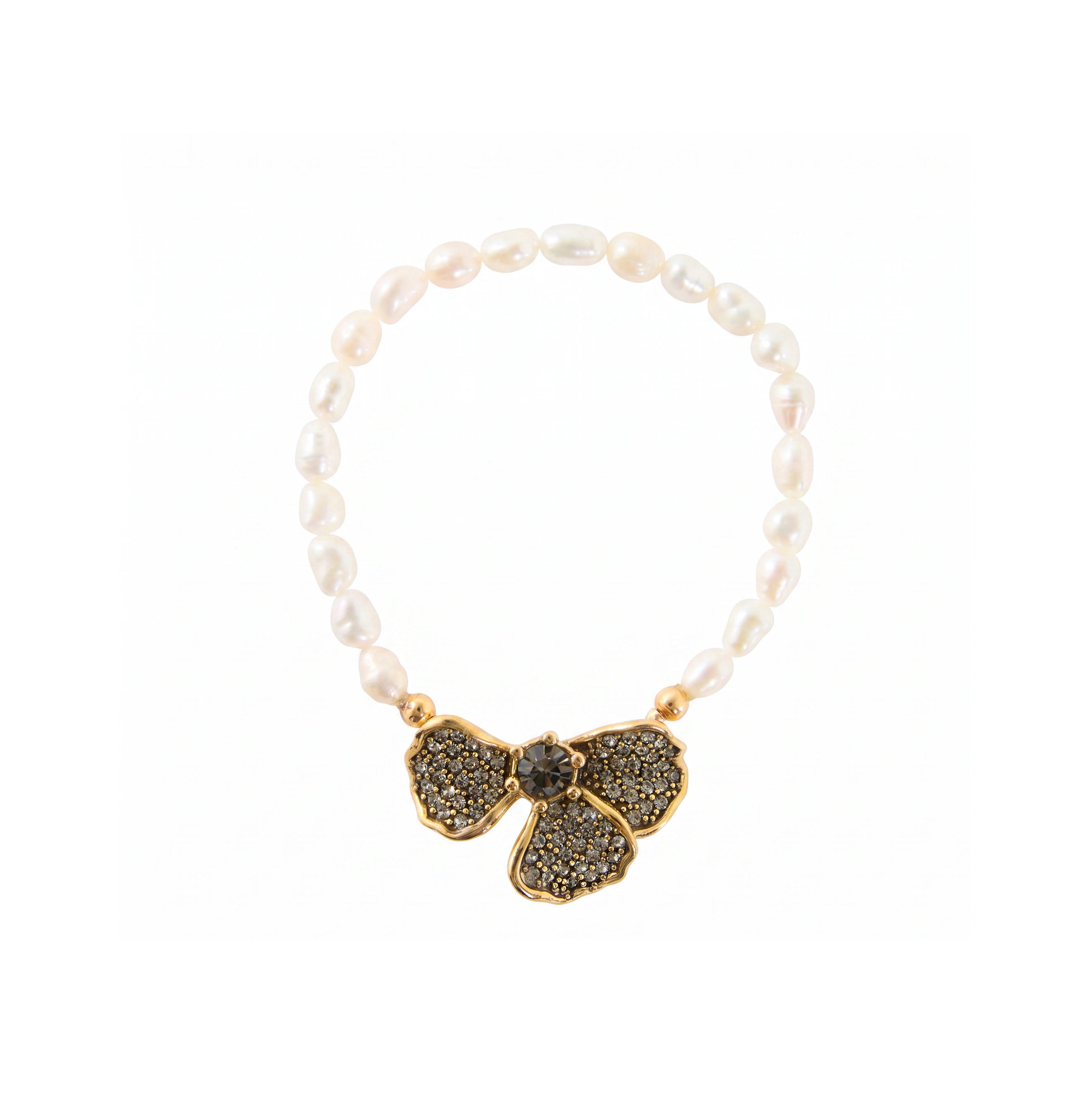 PULSEIRA HIBISCO PÉTALAS PÉROLA OURO