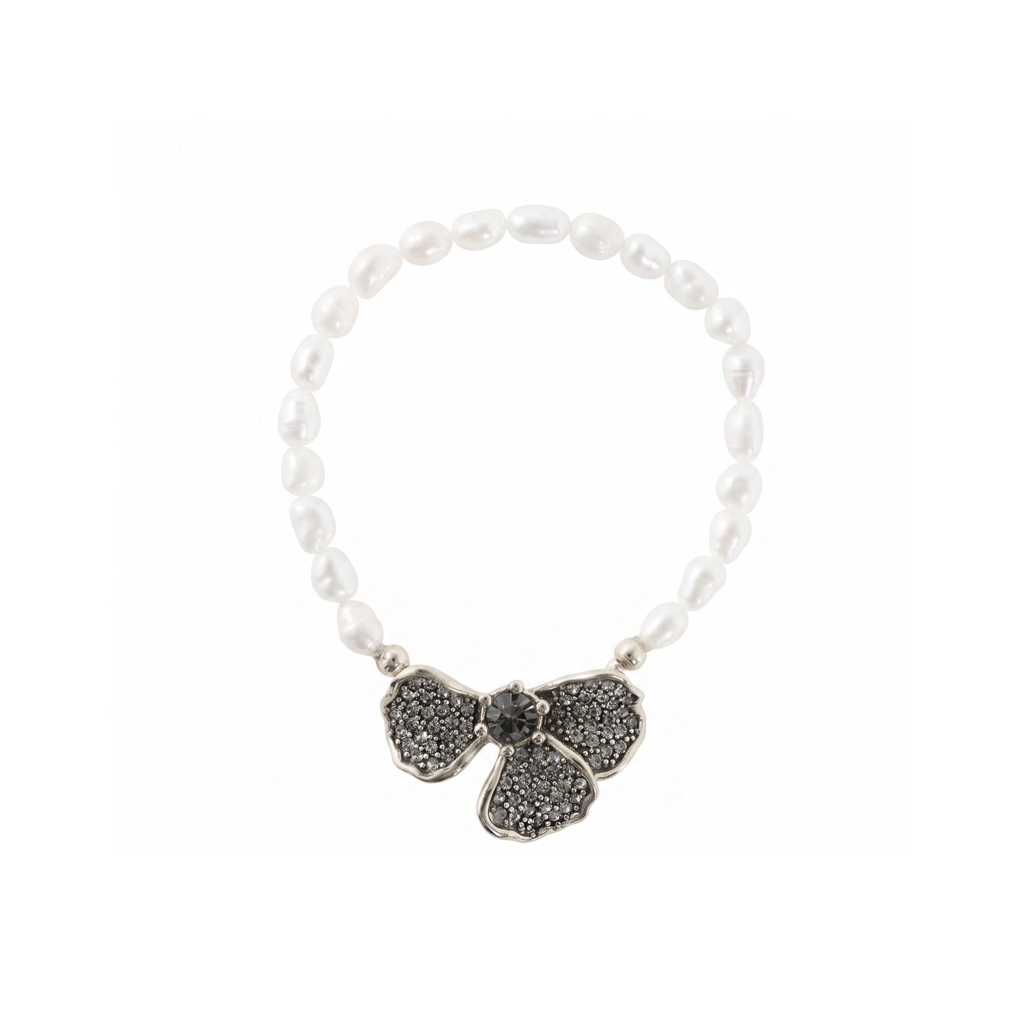 PULSEIRA HIBISCO PÉTALAS PÉROLA PRATA