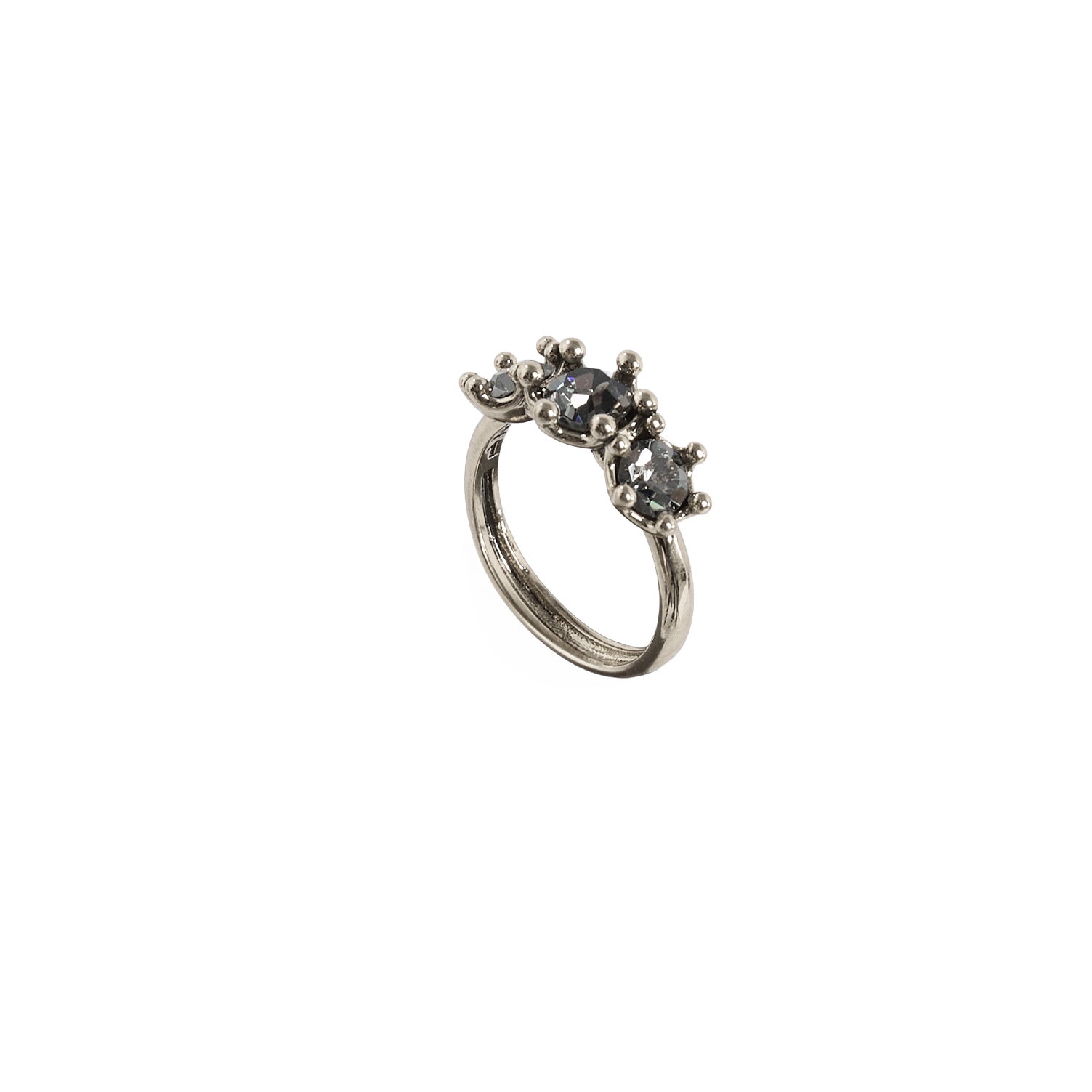 ALIANÇA HIBISCO TRIPLO STRASS PRATA