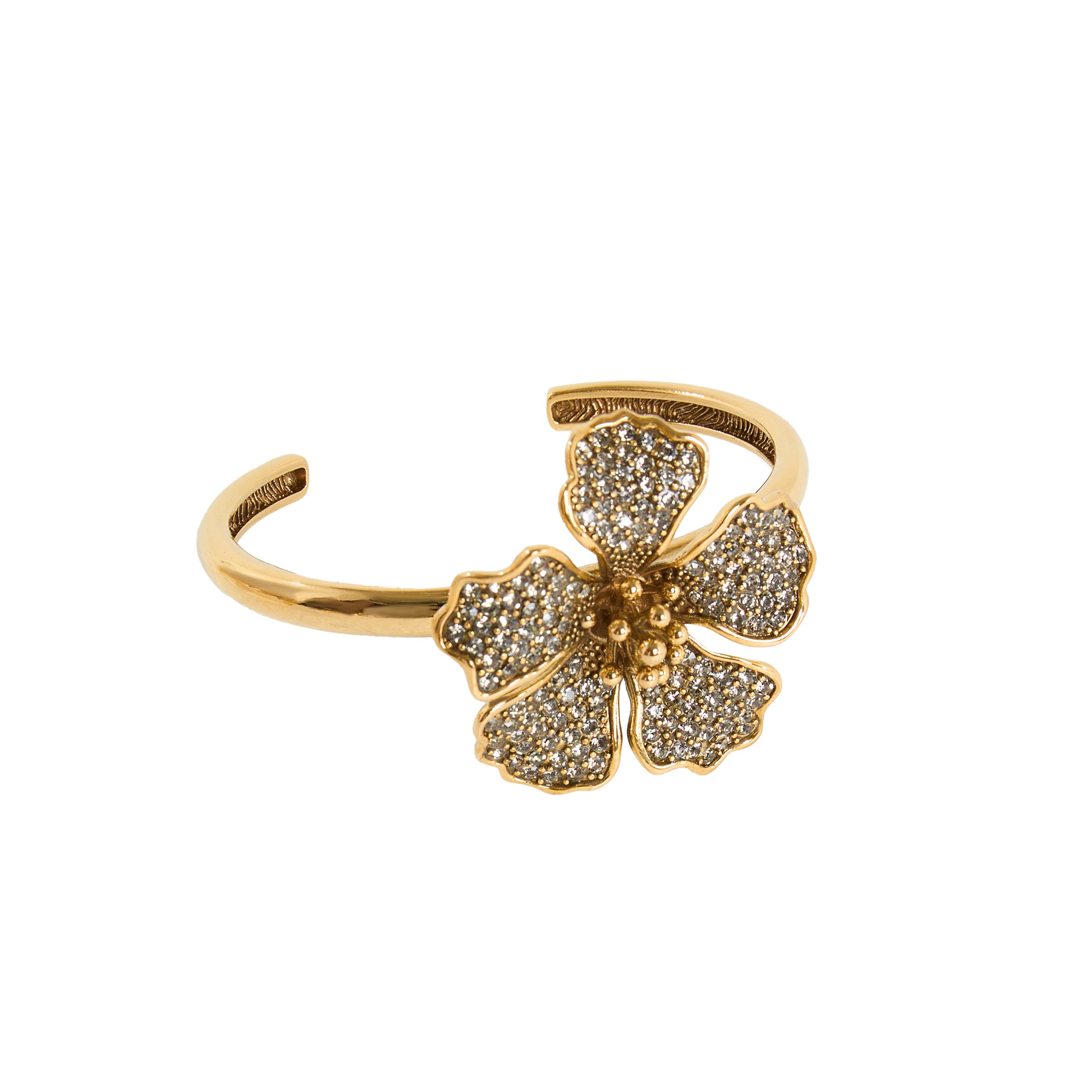 BRACELETE HIBISCO G CRAVEJADO ENCAIXE OURO