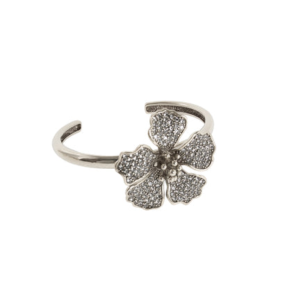 BRACELETE HIBISCO G CRAVEJADO ENCAIXE PRATA