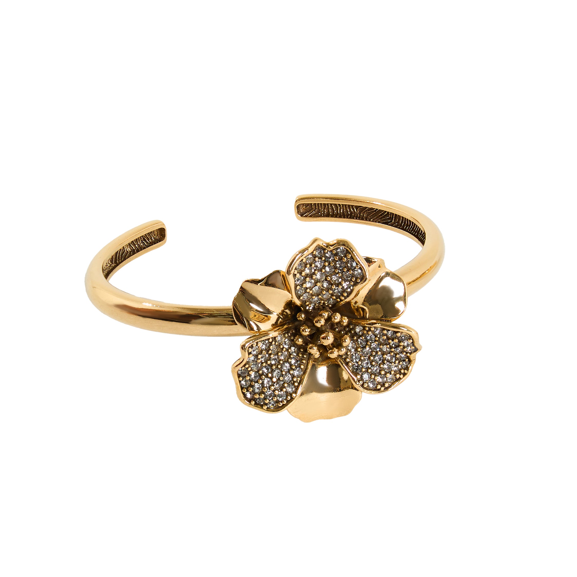 BRACELETE HIBISCO M CRAV/POL ENCAIXE OURO