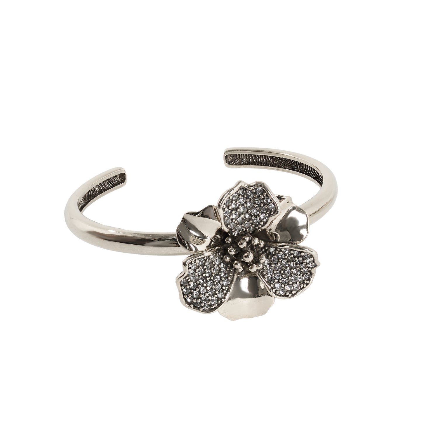 BRACELETE HIBISCO M CRAV/POL ENCAIXE PRATA