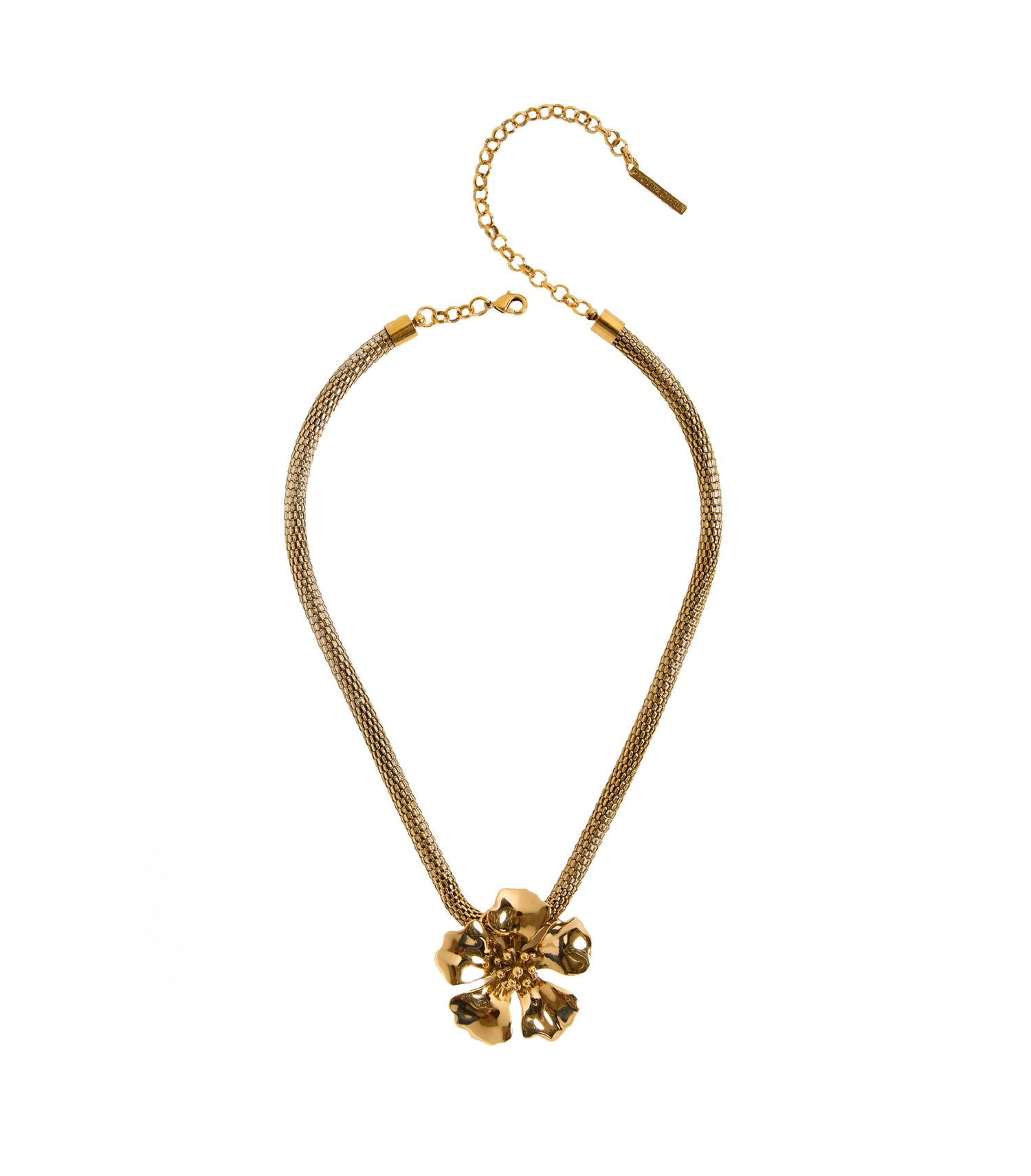 COLAR HIBISCO G POLIDO CORRENTE 40CM OURO