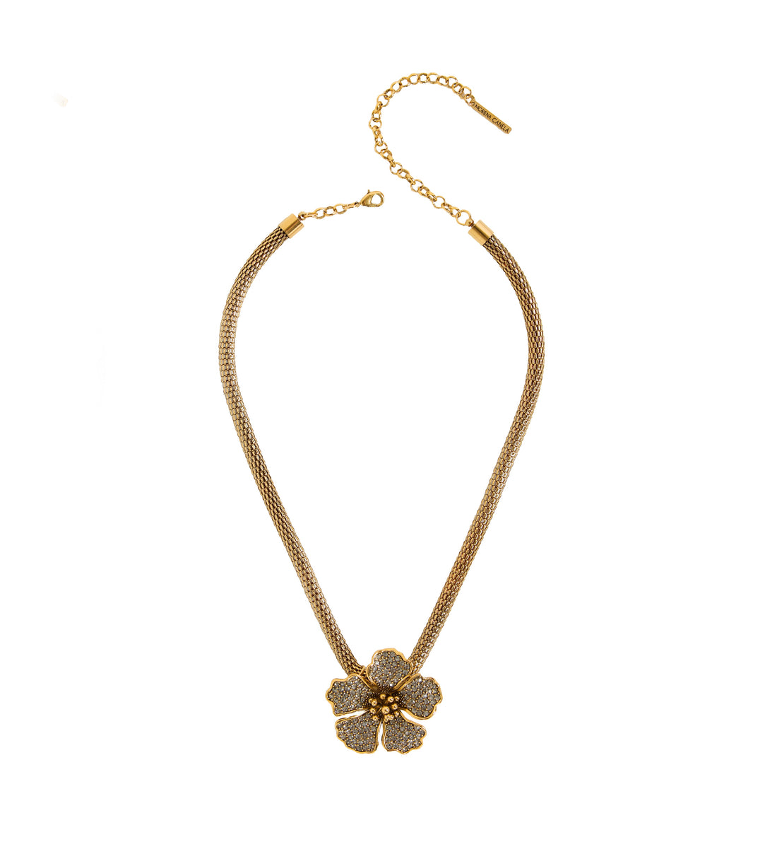 COLAR HIBISCO G CRAVEJADO CORRENTE 40CM OURO