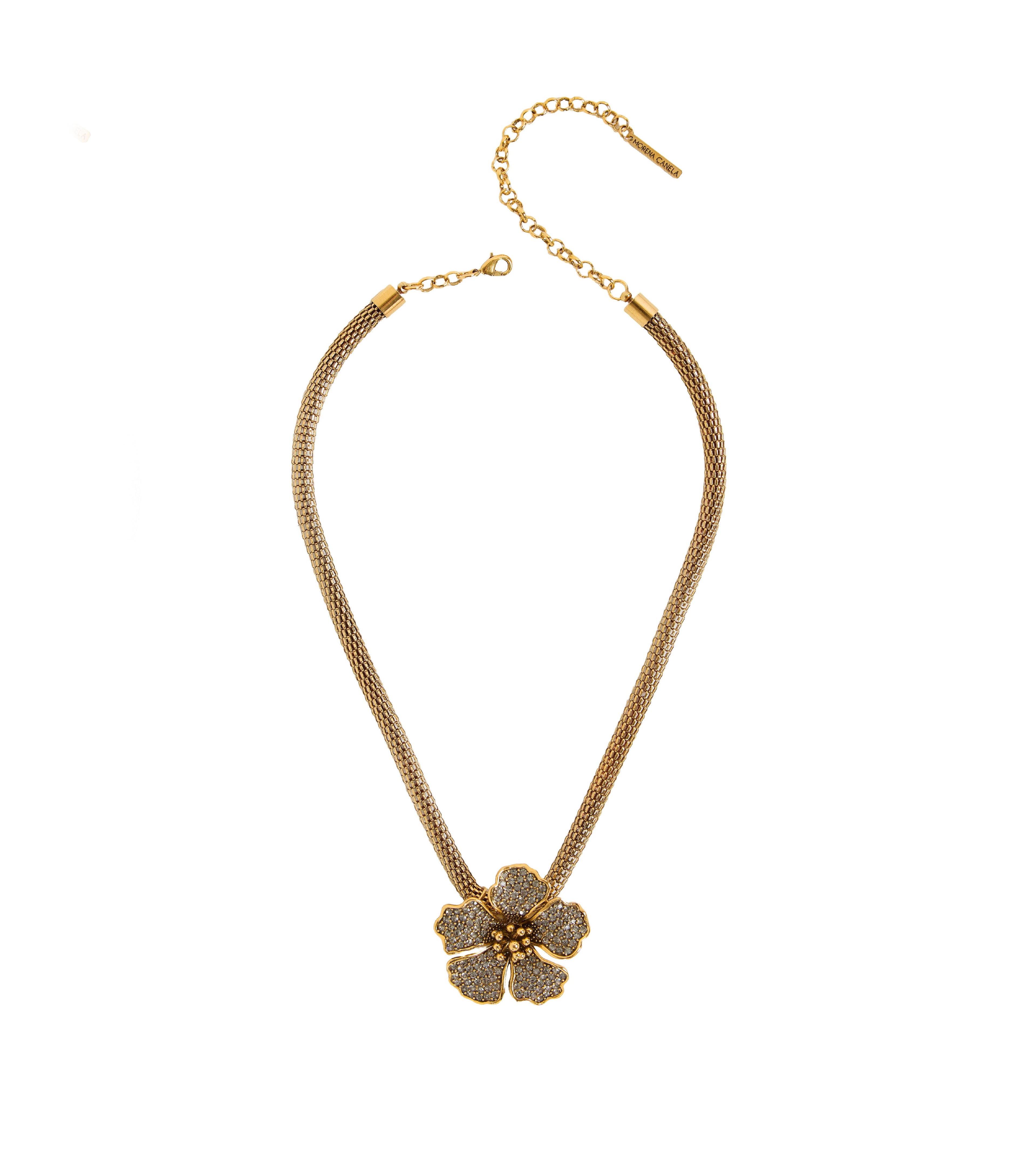 COLAR HIBISCO G CRAVEJADO CORRENTE 40CM OURO