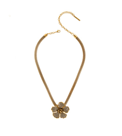 COLAR HIBISCO G CRAVEJADO CORRENTE 40CM OURO