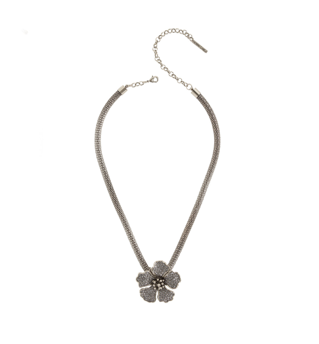 COLAR HIBISCO G CRAVEJADO CORRENTE 40CM PRATA