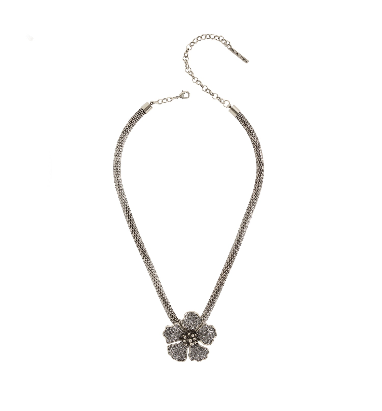 COLAR HIBISCO G CRAVEJADO CORRENTE 40CM PRATA