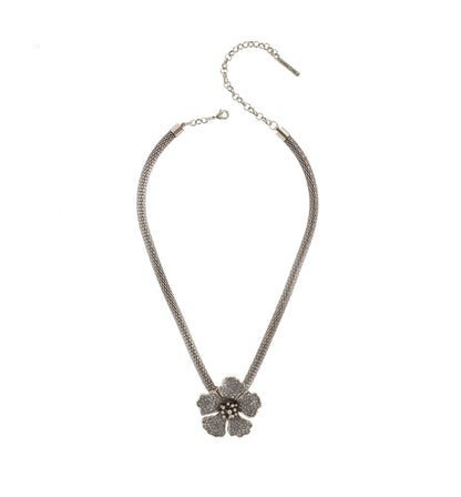 COLAR HIBISCO G CRAVEJADO CORRENTE 40CM PRATA