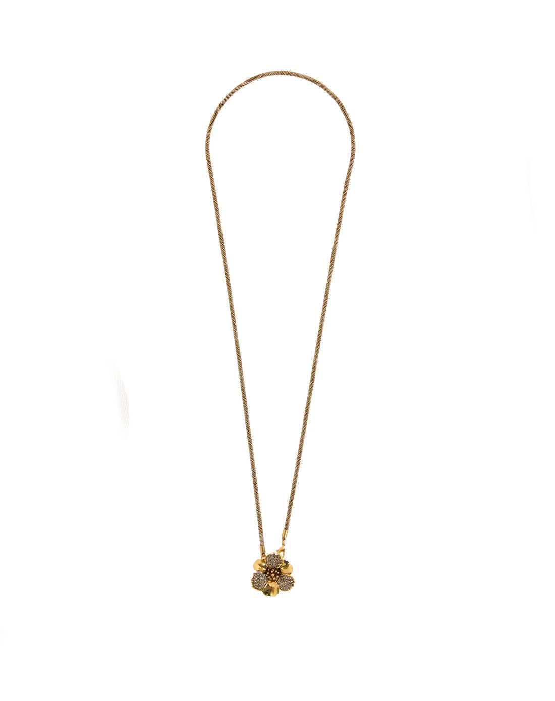 COLAR HIBISCO M CRAVJ/POL CORRENTE 80CM OURO