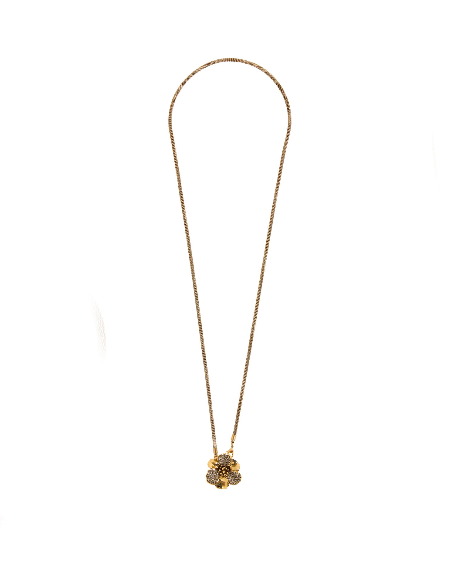COLAR HIBISCO M CRAVJ/POL CORRENTE 80CM OURO