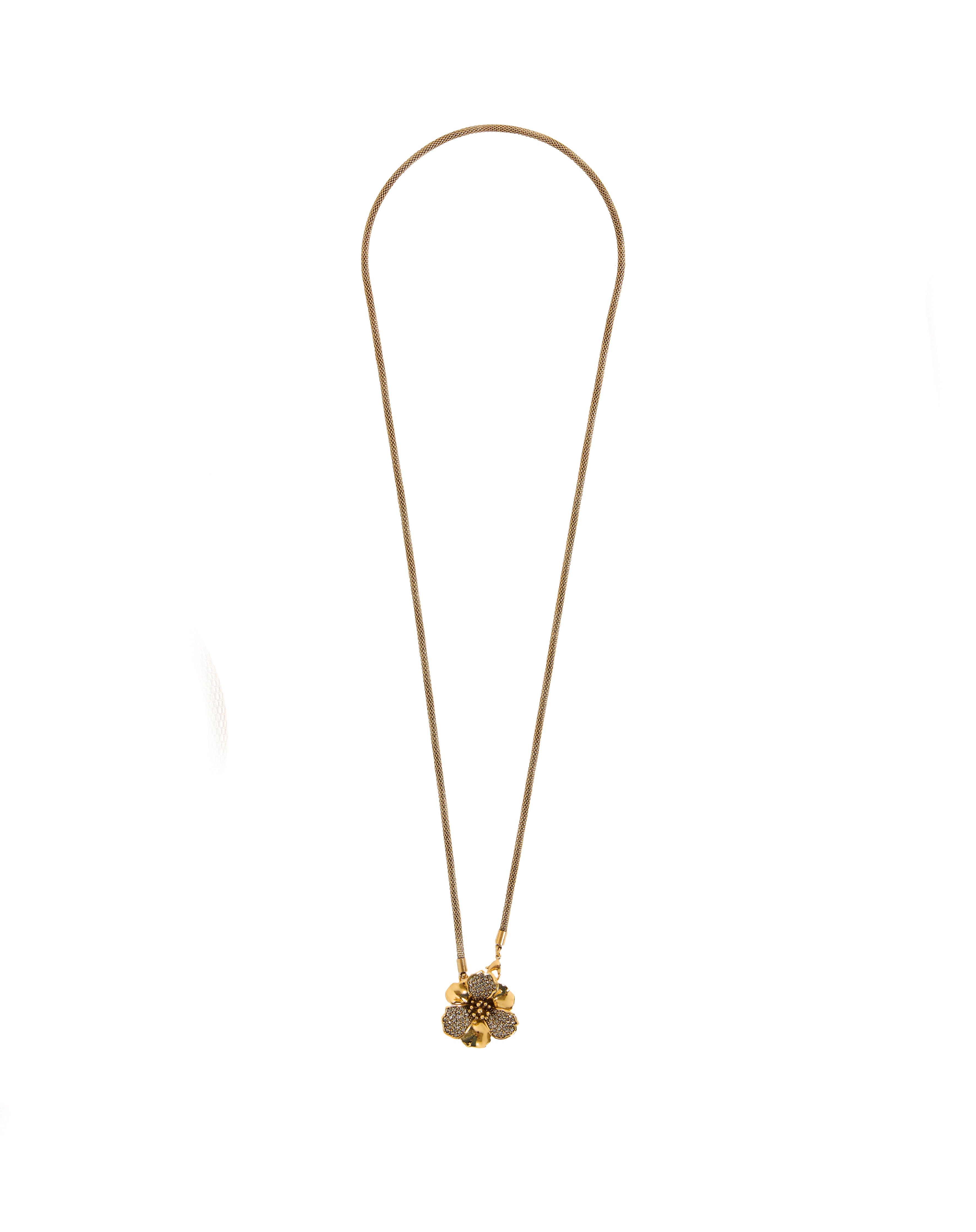 COLAR HIBISCO M CRAVJ/POL CORRENTE 80CM OURO