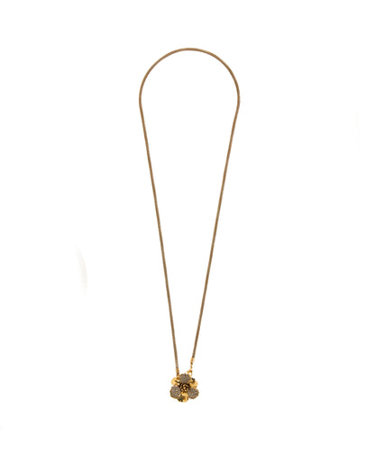COLAR HIBISCO M CRAVJ/POL CORRENTE 80CM OURO