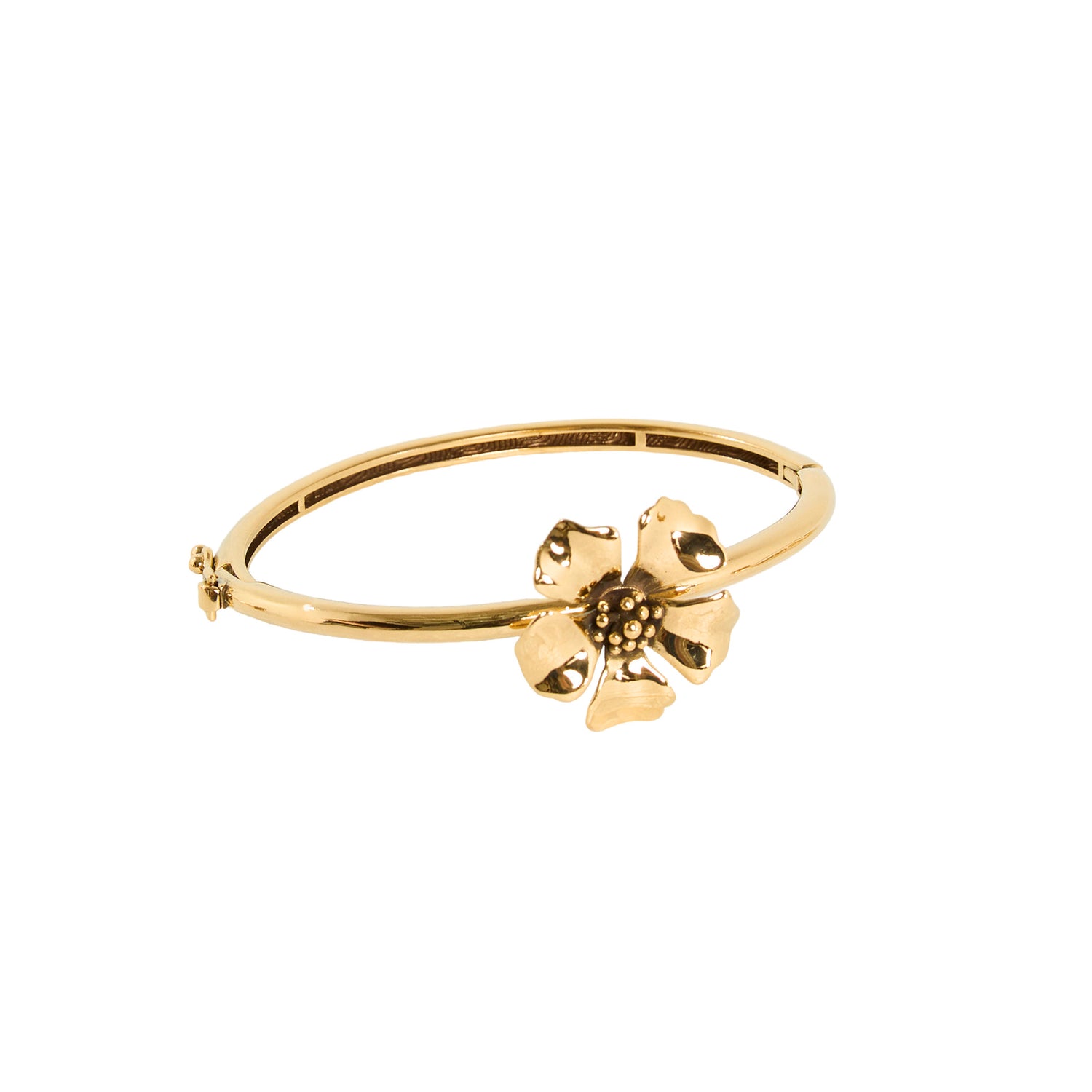 BRACELETE HIBISCO P POLIDO ABRE-FECHA OURO