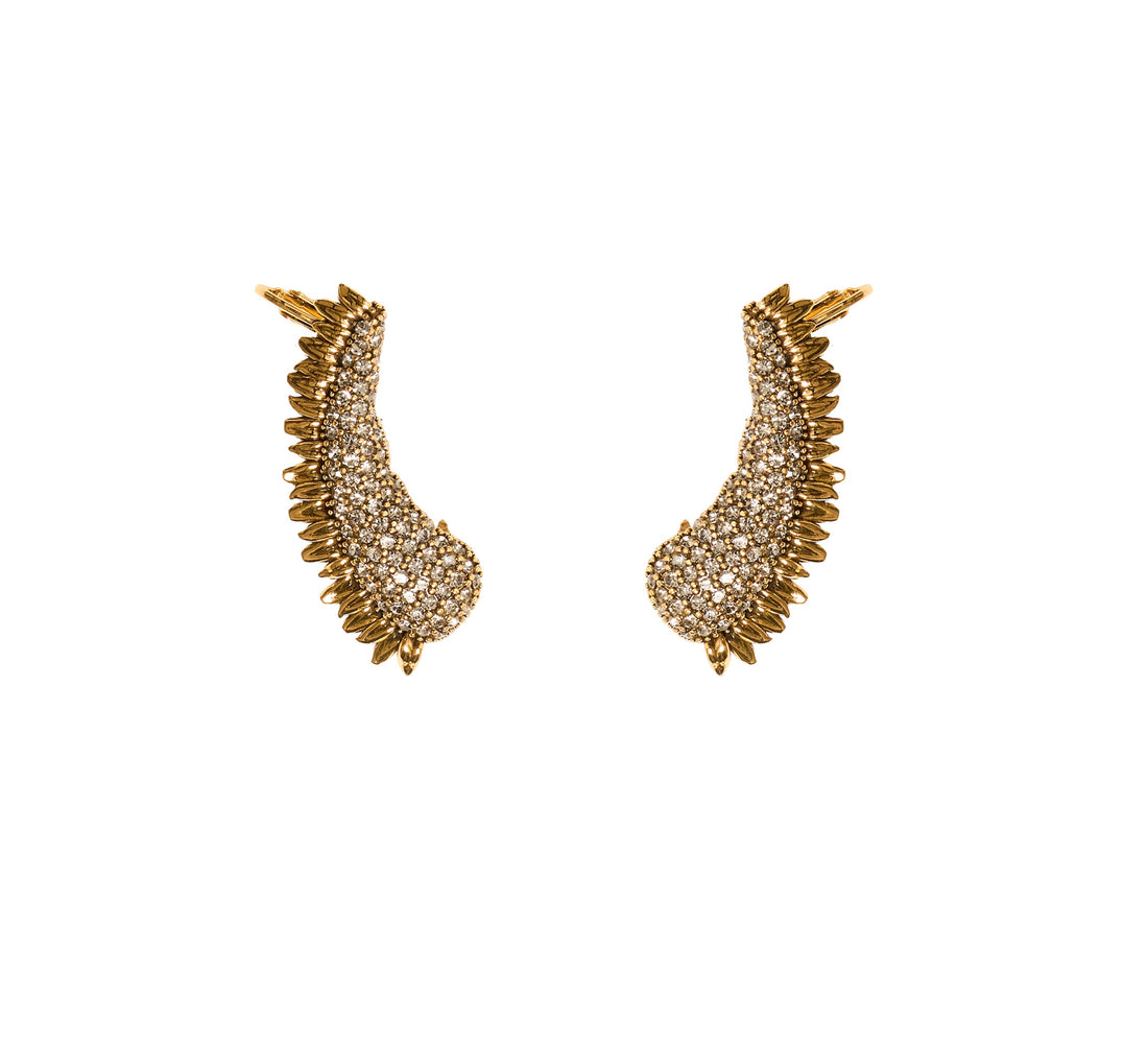 EARCUFF GIRASSOL PÉTALAS CRAVEJADO OURO