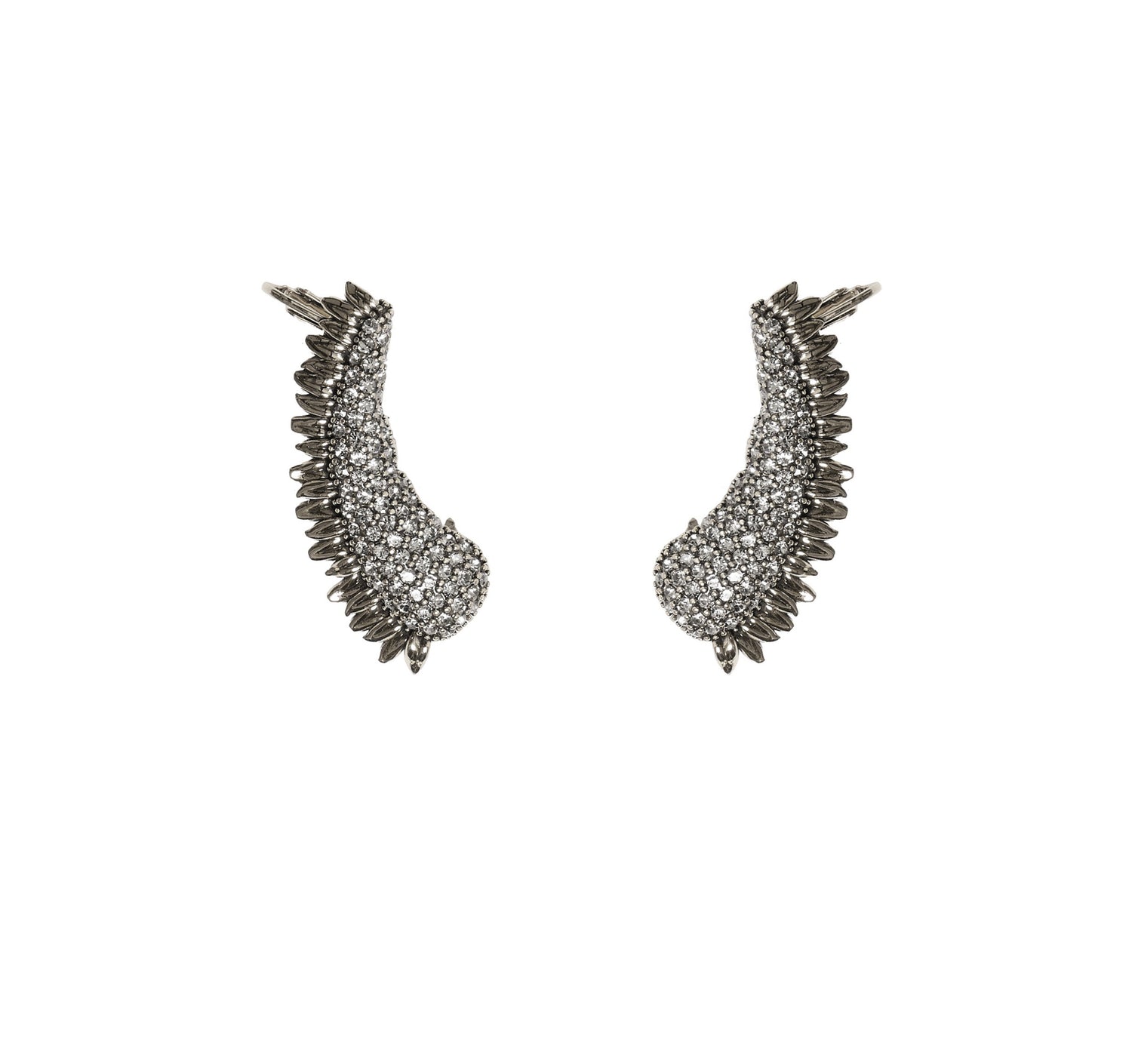 EARCUFF GIRASSOL PÉTALAS CRAVEJADO PRATA